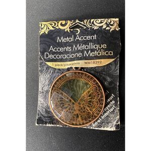 Circular Butterfly Copper Charm with Diamond Checkered Resin Overlay